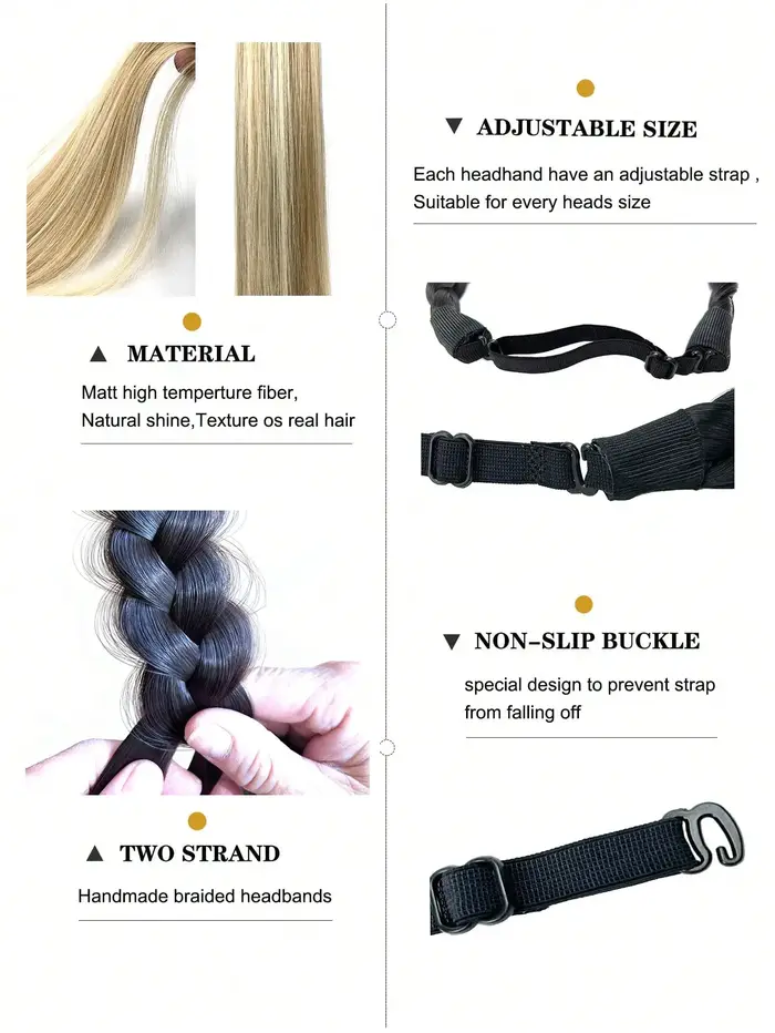 1 pièces tricot à la main tresse cheveux torsion bandeau tresses synthétiques élastique réglable postiche