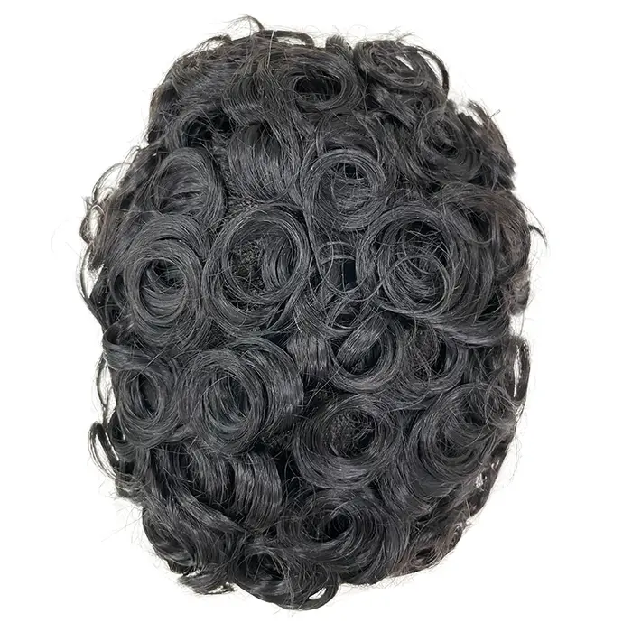 Perruque de cheveux humains indiens bouclés Mono NPU