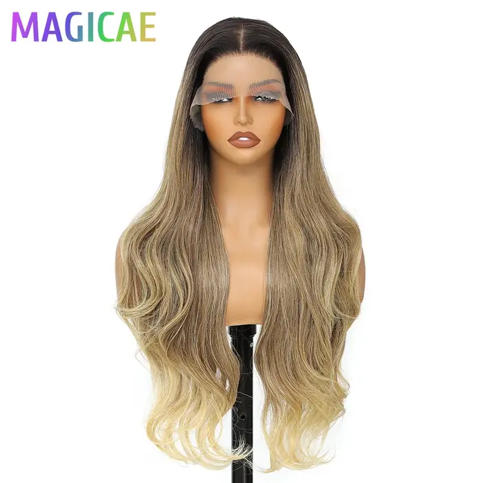 Magicae 30 pouces 13X4 vague de corps dentelle frontale perruques Ombre brun blond 613 # Perruques