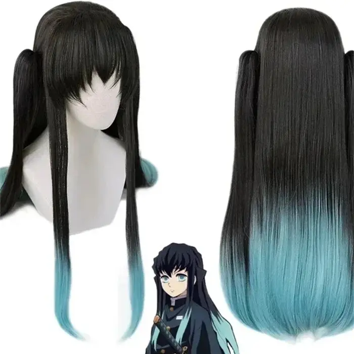 Perruque de Cosplay Anime Tokitou Muichirou, perruque Muichiro Tokito, perruques synthétiques résist