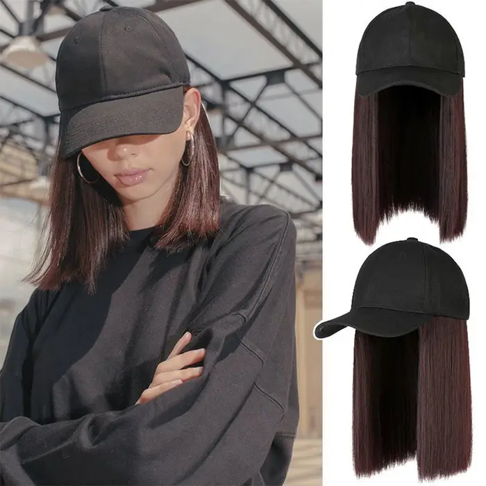 Perruque Synthétique Courte et Lisse Bob Réglable pour Femme