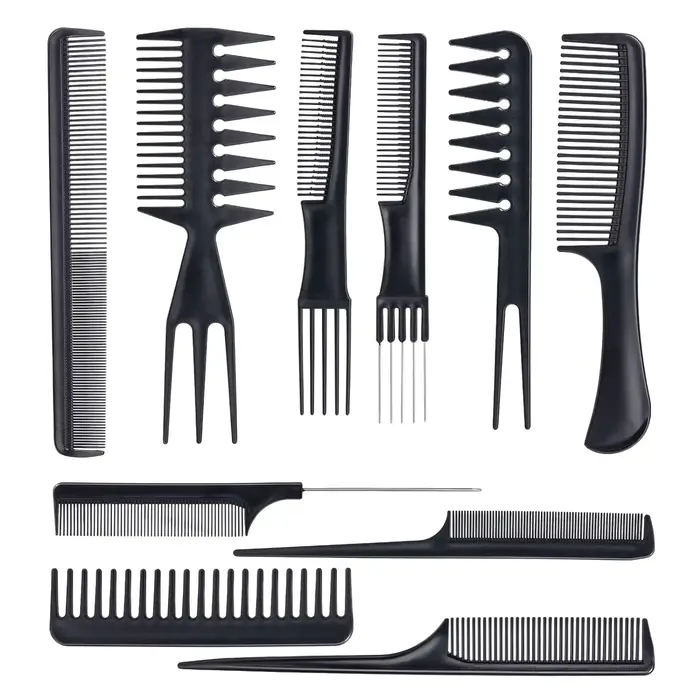 Ensemble de peignes de coiffure 10 pièces, ensemble de peignes de coiffure, peigne de styliste antis