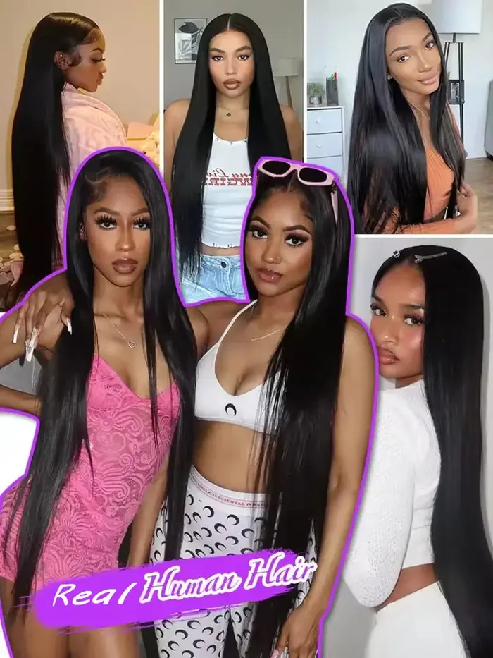 Perruque Lace Front HD 13x6 Lisse Baguette Densité 250% 40 Pouces, Perruques Lace Frontal 13x4 en Ch