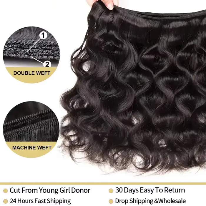 Extensions de Cheveux Humains Naturels Bruts 16A, Ondulés, Non Traités, 30-40 Pouces, 3 ou 4 Paquets