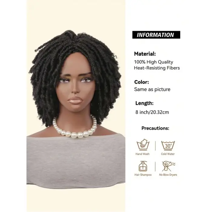Perruque synthétique courte Billowig avec frange – Style tressé ombré