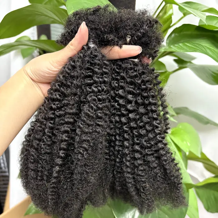 Extensions de cheveux humains bouclés afro crépus en vrac sans trame 30g/paquet 16 pouces pour micro-locks/permanentes/torsades/tresses/réparation de locks