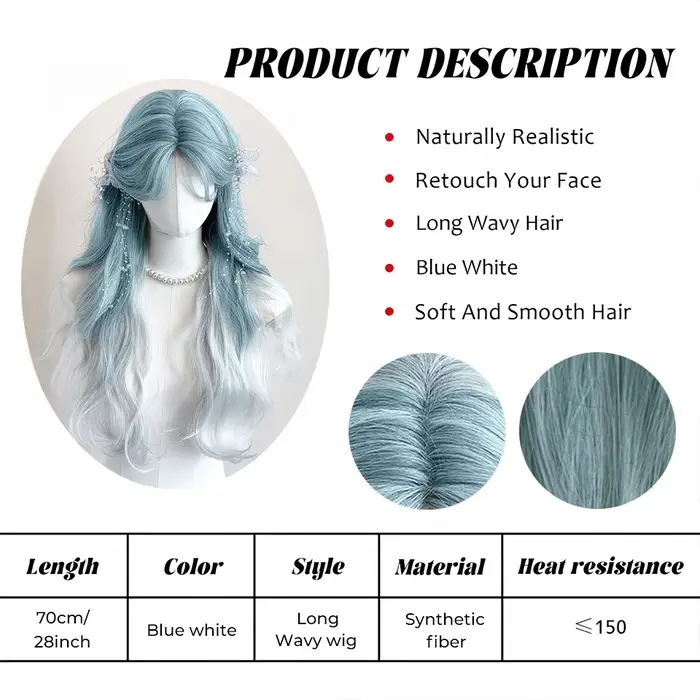 OLACARE synthétique longue bouclée ondulée Lolita dentelle perruque avec frange