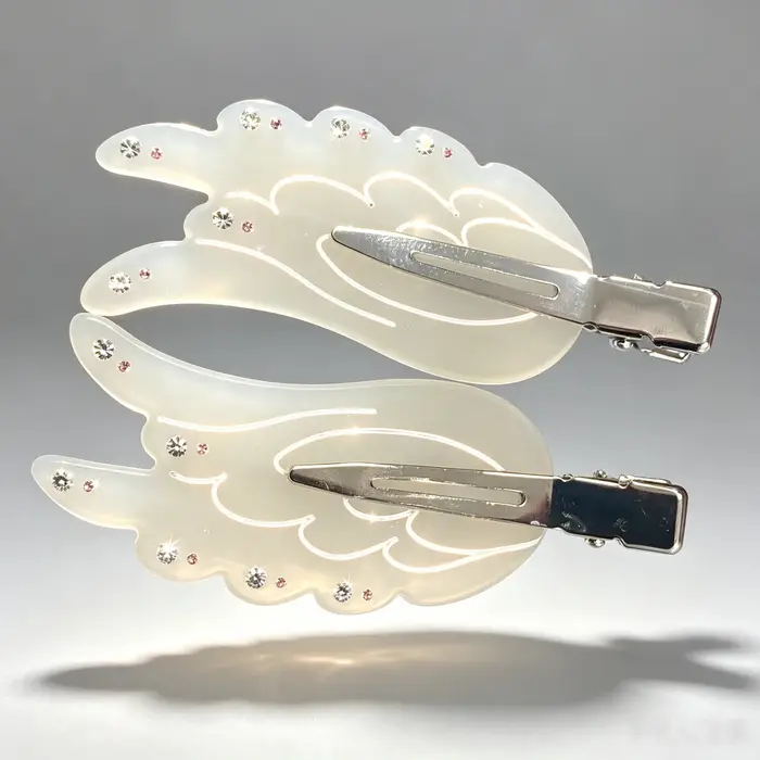 Épingles à cheveux latérales élégantes en forme d'ailes d'ange, avec design scintillant en diamant v