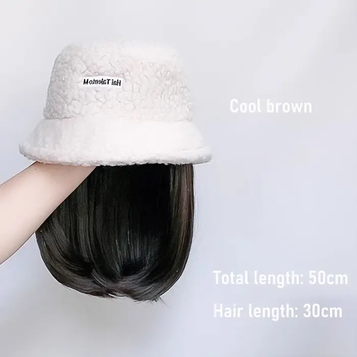 Chapeau de perruque synthétique résistant au froid, 50cm, avec cheveux longs et longs cheveux bouclé