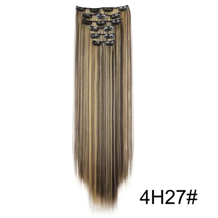 Extensions capillaires synthétiques 24 pouces, 16 Clips, coiffure longue et lisse, postiche Blonde n