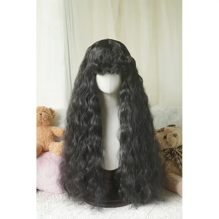 Perruque bouclée ondulée longue de 32 pouces avec frange bouclée pour fête de cosplay, Halloween, sé