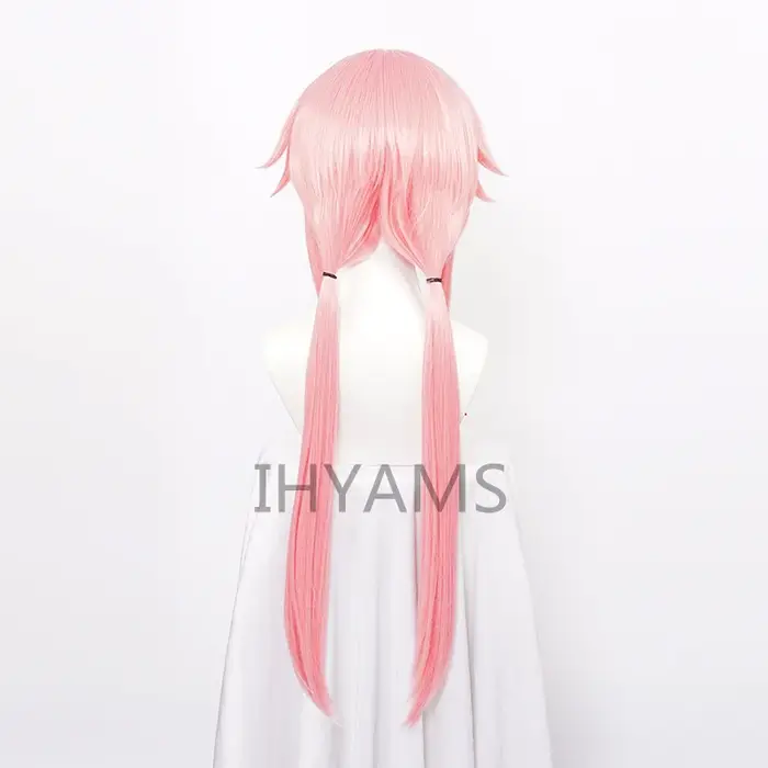 The Future Diary – perruque de Cosplay synthétique Yuno Gasai, longue et lisse, rose, avec ruban rouge et bonnet