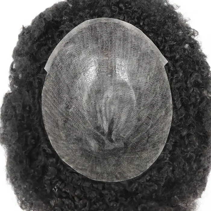 Afro toupet pour hommes peau mince système de remplacement de cheveux humains hommes prothèse de che