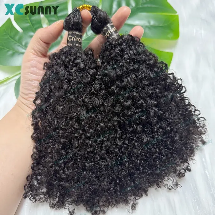 Crochet cheveux humains crépus bouclés pré-séparés plume Crochet Extensions de cheveux humains sans