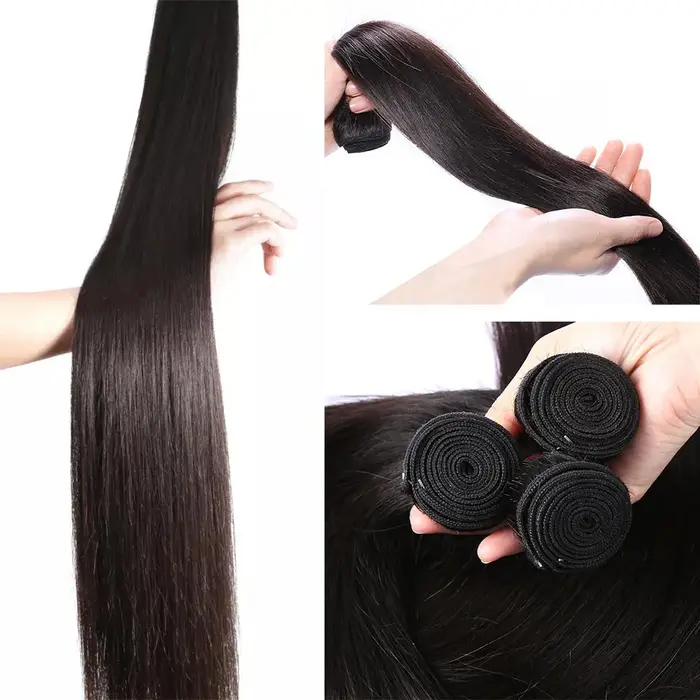 Tissage cheveux humain lot en promo Mèches brésiliennes Remy lisses 100% naturelles 28 30 32 34 36 38 40 pouces Double