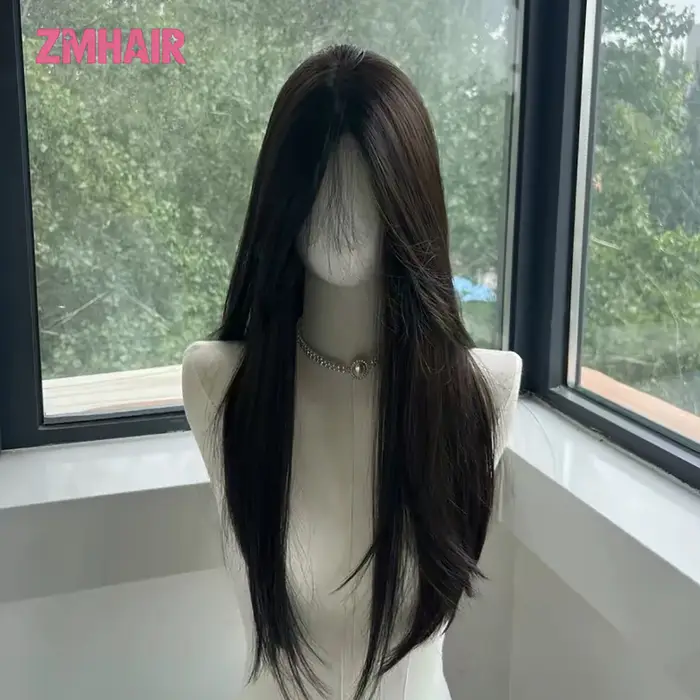 Perruque à base de soie 6x6, 20 pouces, 100% cheveux humains européens bruns, cheveux vierges, dessu