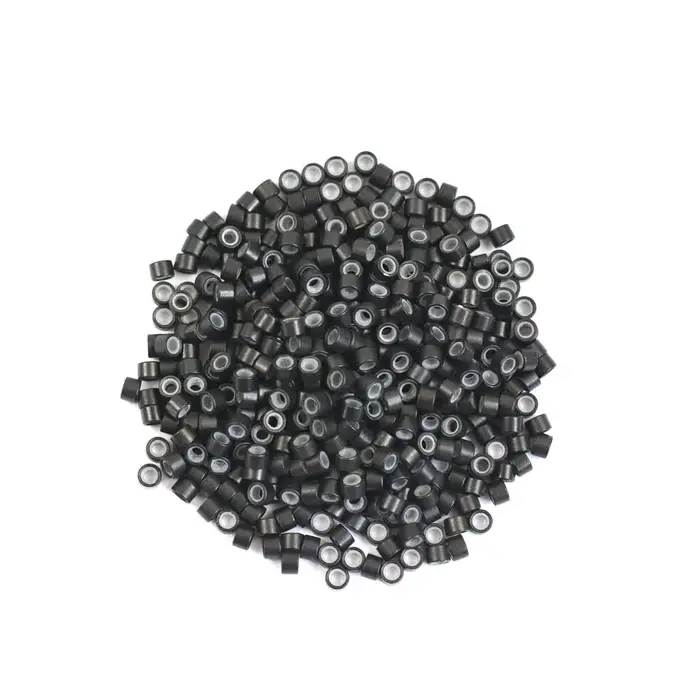 500 pièces 4.0x2.0x3.0mm anneaux d'extension de cheveux doublés de Silicone Micro maillons