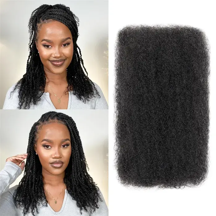 50g Cheveux Humains Afro Kinky en Vrac pour Extensions de Dreadlocks, Réparation de Locs, Tresses Af