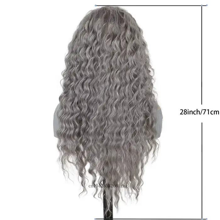 GNIMEGIL – perruque synthétique grise longue ondulée pour femmes, perruque ondulée naturelle moelleuse et bouclée, Cosplay, fête d'halloween, résistante à la chaleur