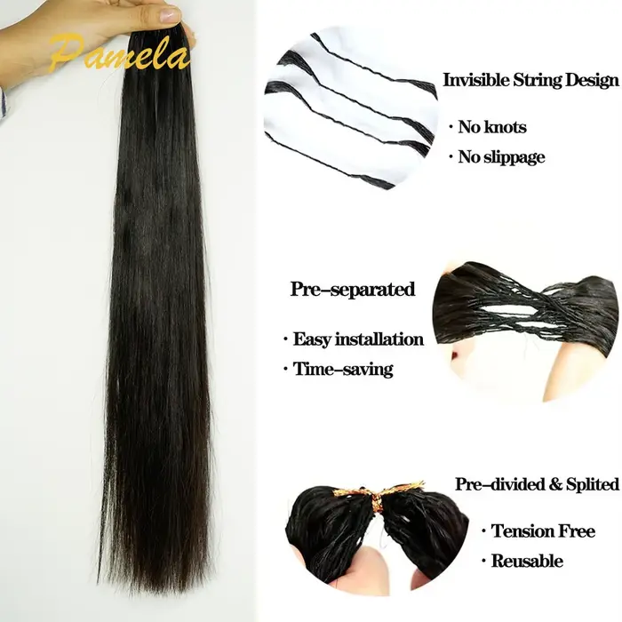 Extensions de cheveux humains au Crochet pré-séparés sans nœuds