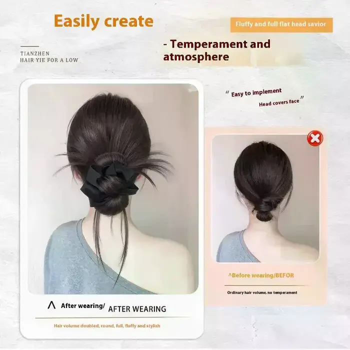 Pince à chignon synthétique en désordre avec bandeau