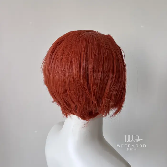 Perruque Lace Front Wig synthétique courte Orange rouge pour hommes