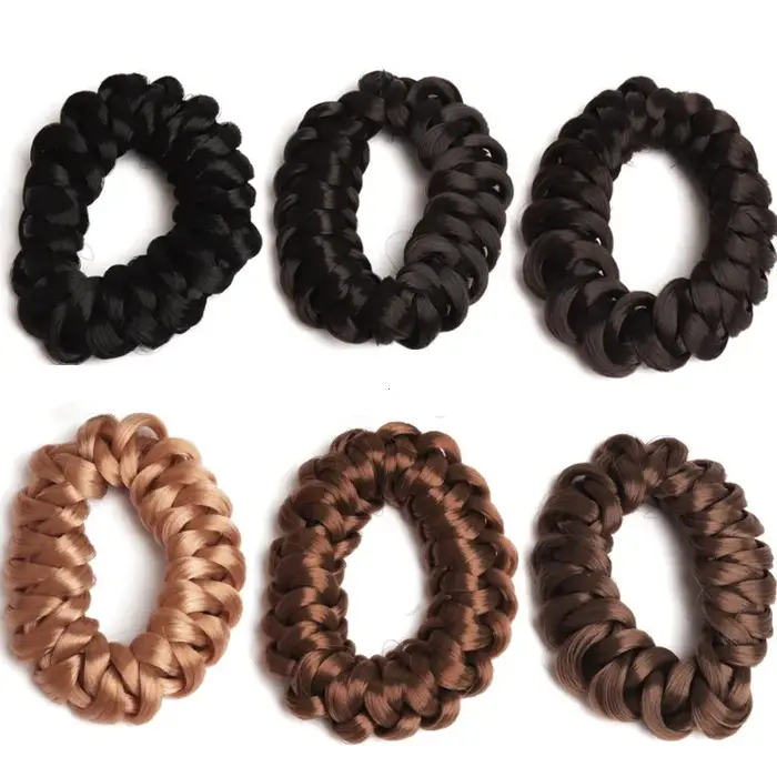 Perruque queue de cheval bandeau élastique tissage tresse cheveux boucles