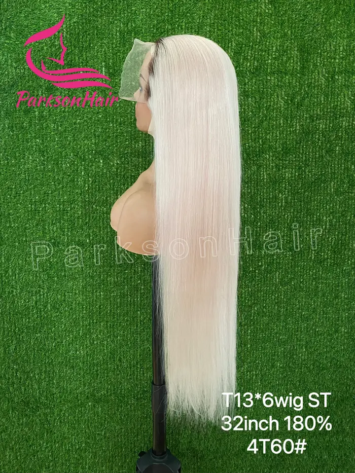 Perruque de cheveux humains de couleur Blonde 13x6 13x4 perruque avant de dentelle transparente pour les femmes perruque de cheveux humains blonds pré-plumés avec racine foncée
