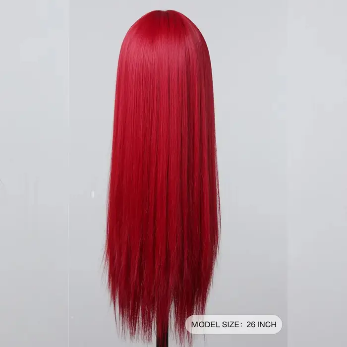 Perruque synthétique de 26 pouces avec cheveux longs et raides