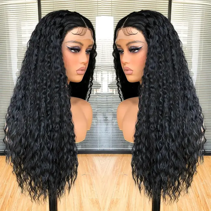 Perruques avant en dentelle bouclées noires 13 × 4 pour femmes noires