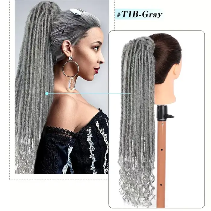 Extensions de queue de cheval à clipser, fausses locks torsadées pour femmes noires, postiches synthétiques Goddess Locs à enrouler