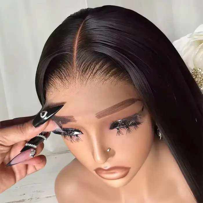 Perruque Lace Frontal Wig brésilienne naturelle, cheveux lisses, sans colle, 13x4, 13x6, HD, densité