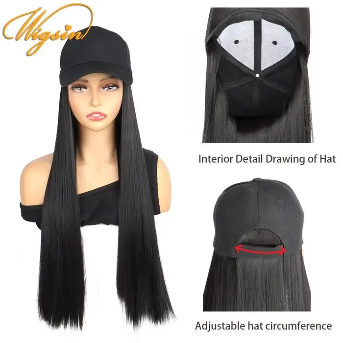 WIGSIN – perruque synthétique longue et lisse de 24 pouces