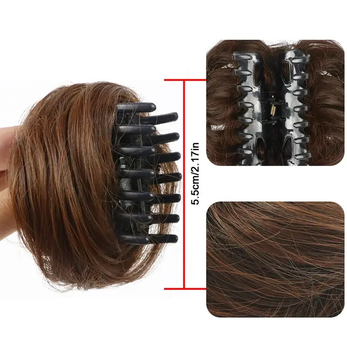 Chignon synthétique ondulé bouclé en désordre, Extension capillaire à Clip, faux cheveux pour femmes, épingles à cheveux, sourcils noirs