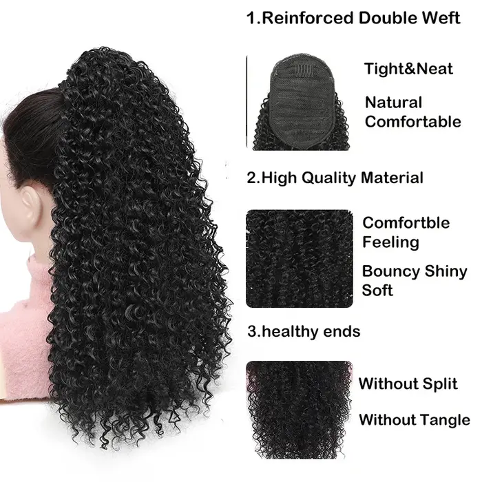 Longue queue de cheval de cheveux bouclés moelleux pour les femmes Extensions