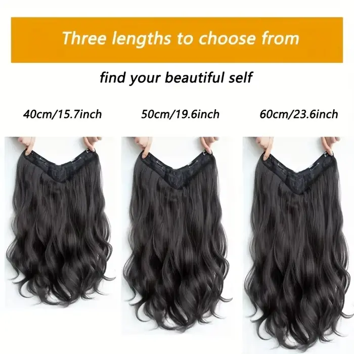 Extensions de cheveux synthétiques invisibles à longues vagues – Look