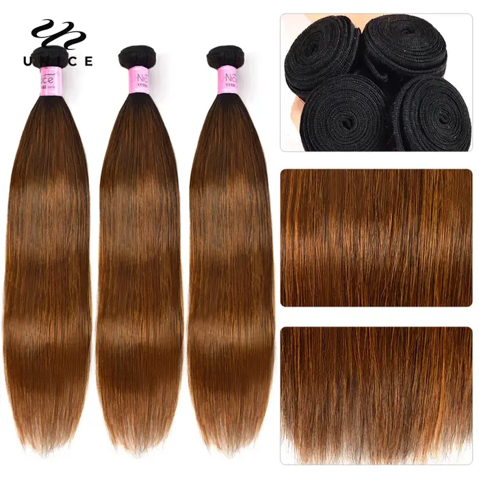 UNice Balayage Highlight Straight Bundles 1 ou 3 pièces/lot, extensions de cheveux 100% naturels pré