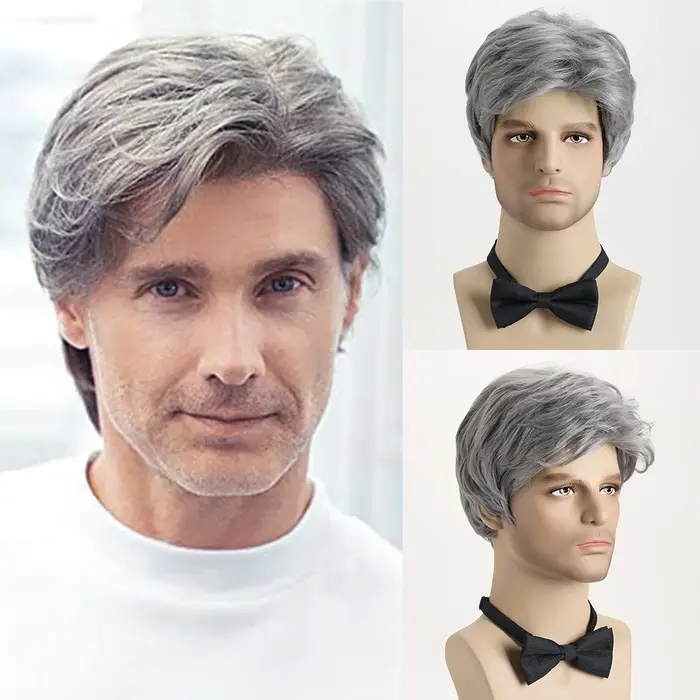 Perruques synthétiques bouclées naturelles courtes de 10 pouces pour hommes, perruque en Fiber résis