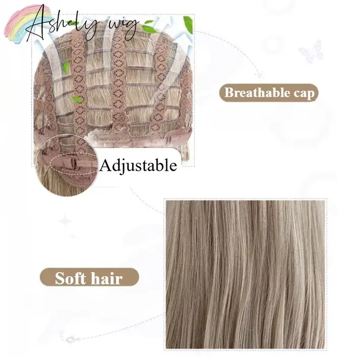 Perruque synthétique blonde avec frange pour femme