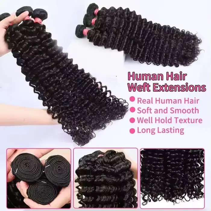 Lot de Cheveux Humains Bouclés Crépus Mongols Remy, 3/4 Paquets, Boucles Jerry, 30 Pouces, Extension