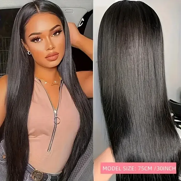 Perruque Lace Front Cheveux Humains Raides Brésiliens 2026 pour Femmes – Sans Colle – En Promotion