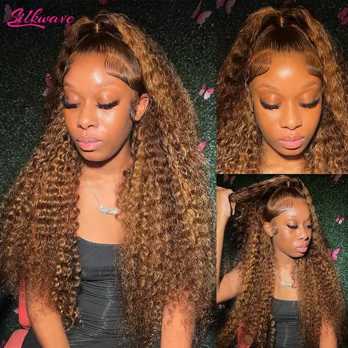 Silkwave mettre en évidence 13x6 dentelle frontale perruque cheveux humains vague profonde 13x4 Hd d