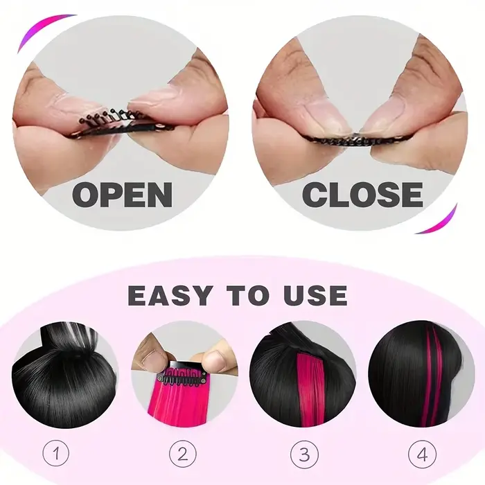 Extensions de cheveux synthétiques longues et lisses