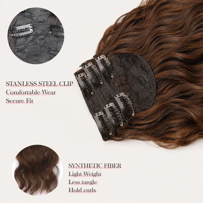 Extensions de cheveux à clipser pour femmes - 3 pièces