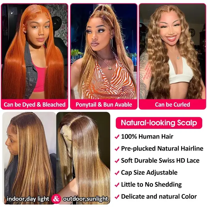Perruque 427 Highlight en Cheveux Humains