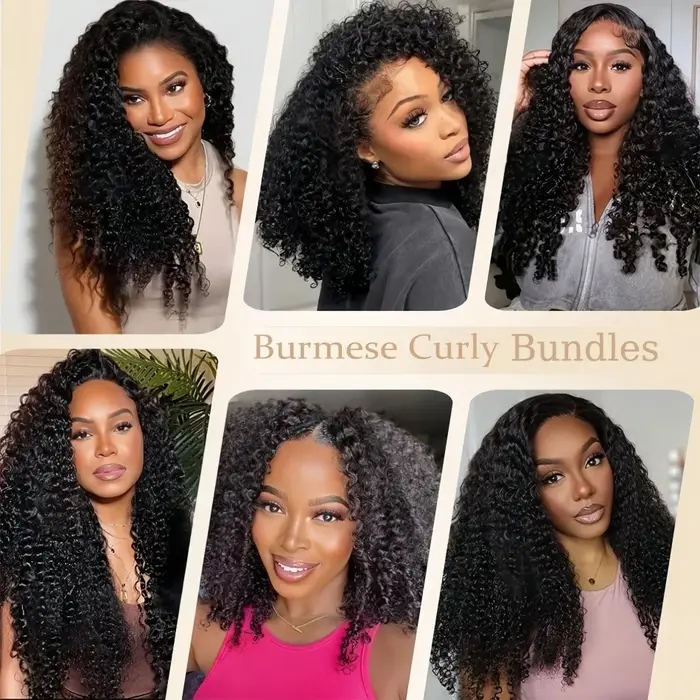 12A Extensions de cheveux bouclés birmans, mèches de cheveux humains vierges bruts non traités, tiss