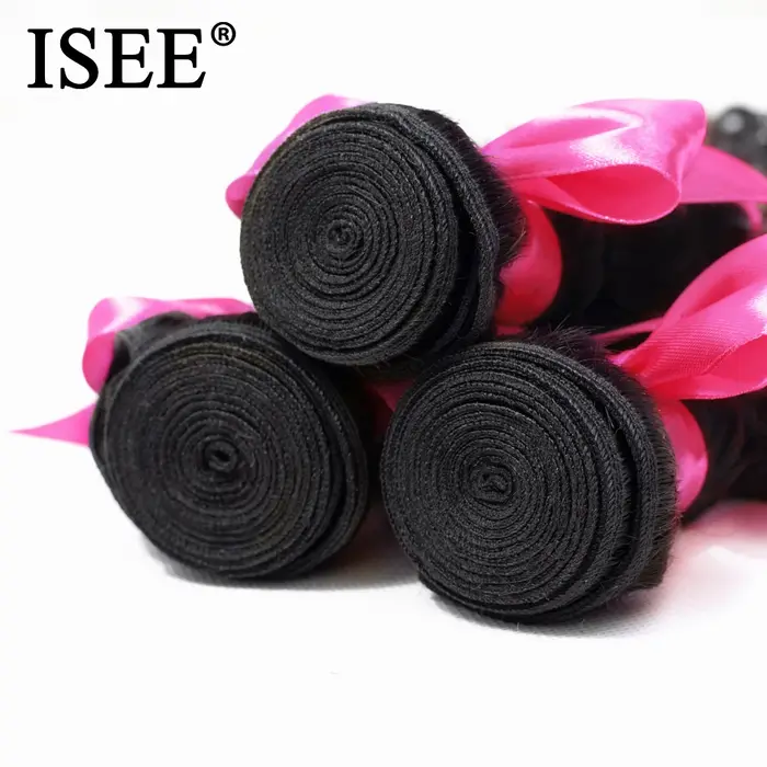 Tissage en lot mongol Deep Curly-ISEE HAIR, cheveux naturels, Deep Wave, extensions capillaires, ver