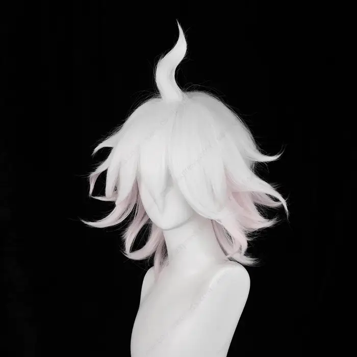 Anime Nagito Komaeda Cosplay perruque 37 cm de Long rose blanc dégradé perruques résistant à la chaleur cheveux synthétiques