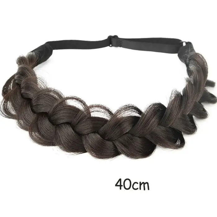 Bandeau de cheveux tressé réglable, Extensions de chignon synthétiques extensibles doré/marron/noir, élastiques antidérapantes