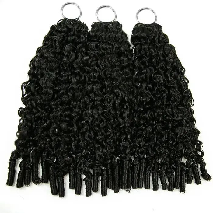 Extension de cheveux humains au Crochet bouclés profond de 3ème génération avec extrémité coily tresses Boho